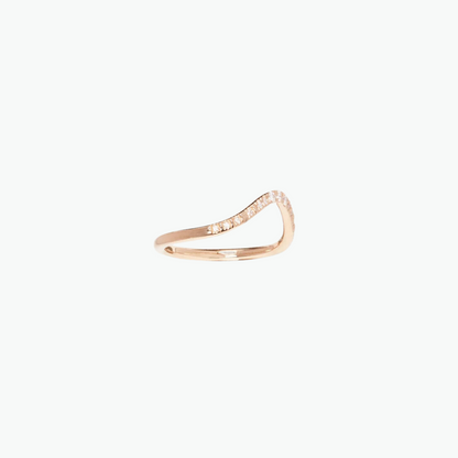 Anel Wave Ouro Amarelo Diamante